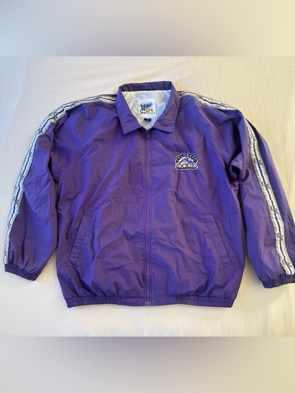 VINTAGE 90s Colorado Rockies Windbreaker - Unisex Size M - Picture 2 of 14